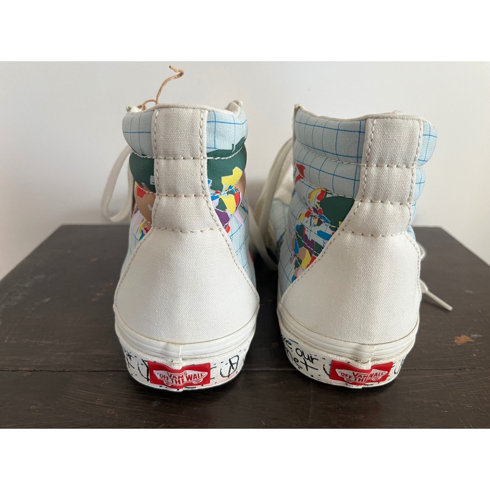 Vans Sk8-Hi Save Our Planet World Map White High Top Sneakers Womens 9 Mens 7.5 - Picture 4 of 10
